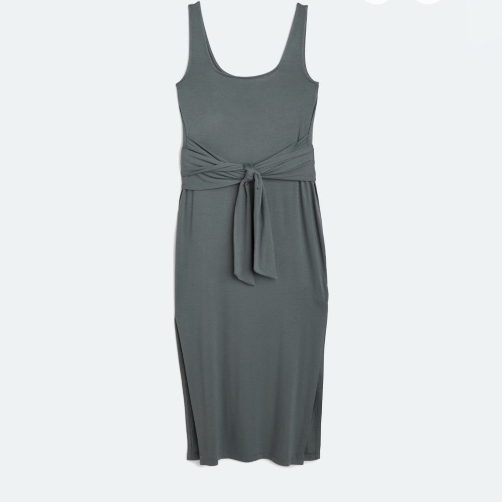 Modern Citizen Tie Waist Maxi Dress in Dark Green